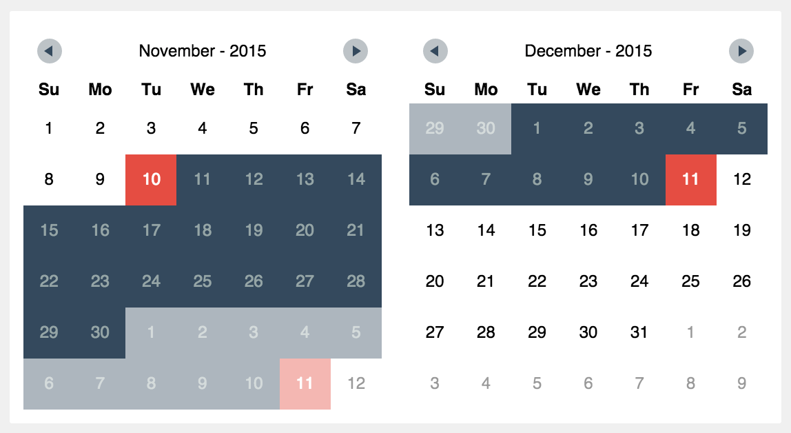 34 Javascript Date Range Calendar