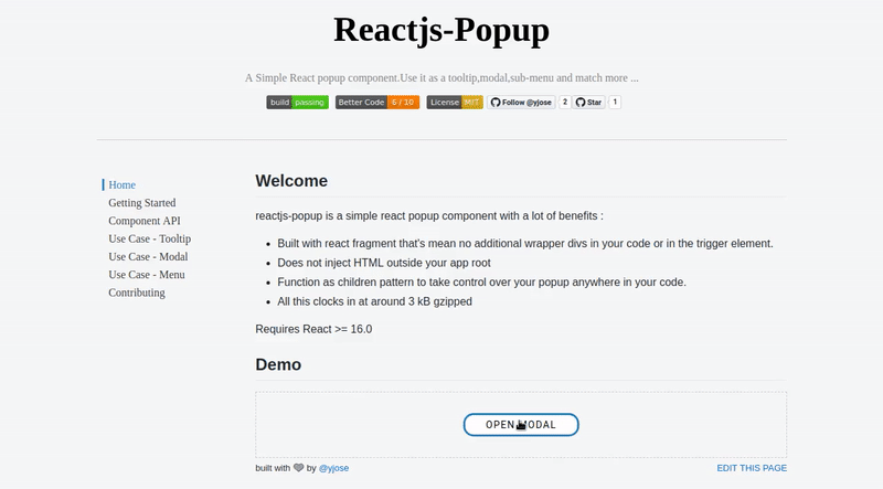 A simple react popup component