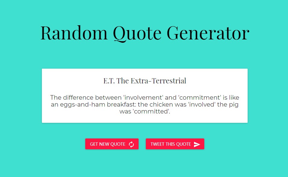 Random Quote Generator project made in React.js.