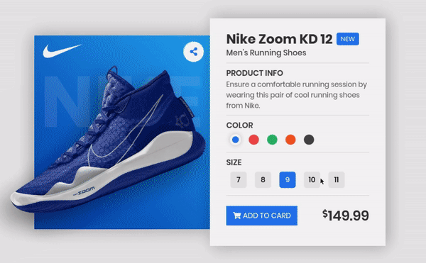 Animated Product Card with the help of React and SCSS