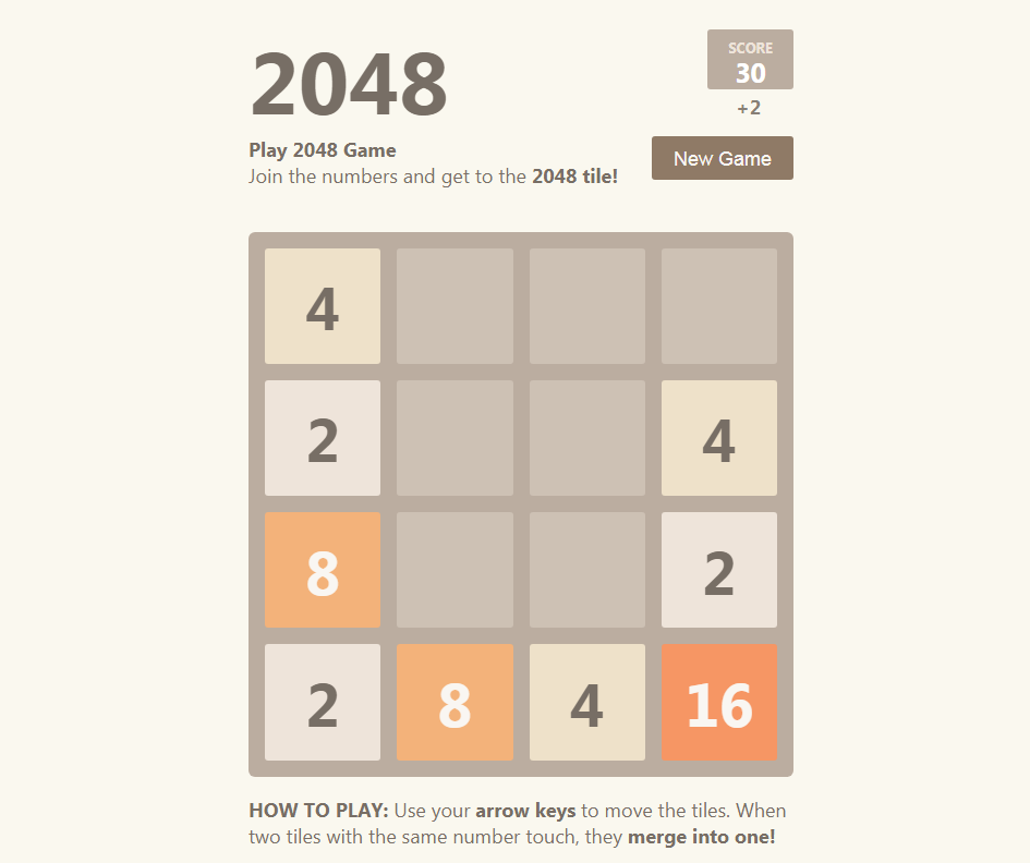 A 2048 game build with react