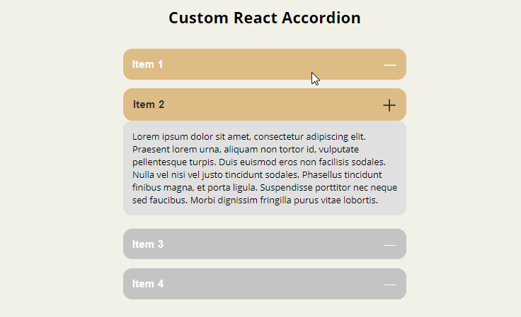 A custom accordion using React components