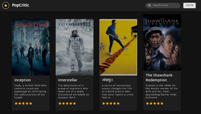 a movie review website