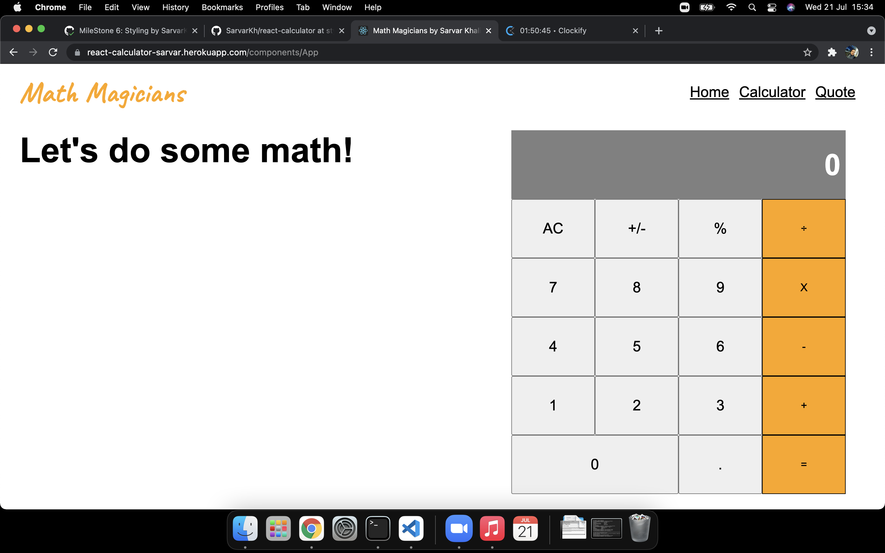 Simple Calculator In React Js Using Hooks