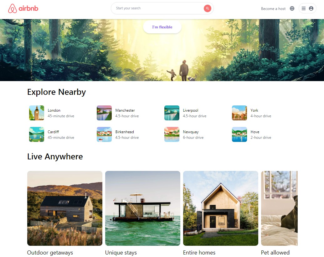 Airbnb clone website using React, Next.js and Tailwind CSS