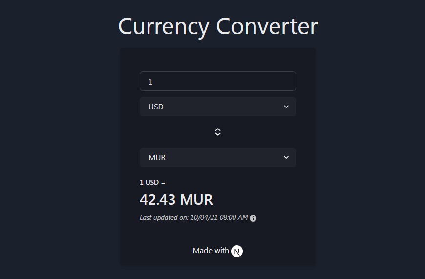 A Currency Converter App Built With React
