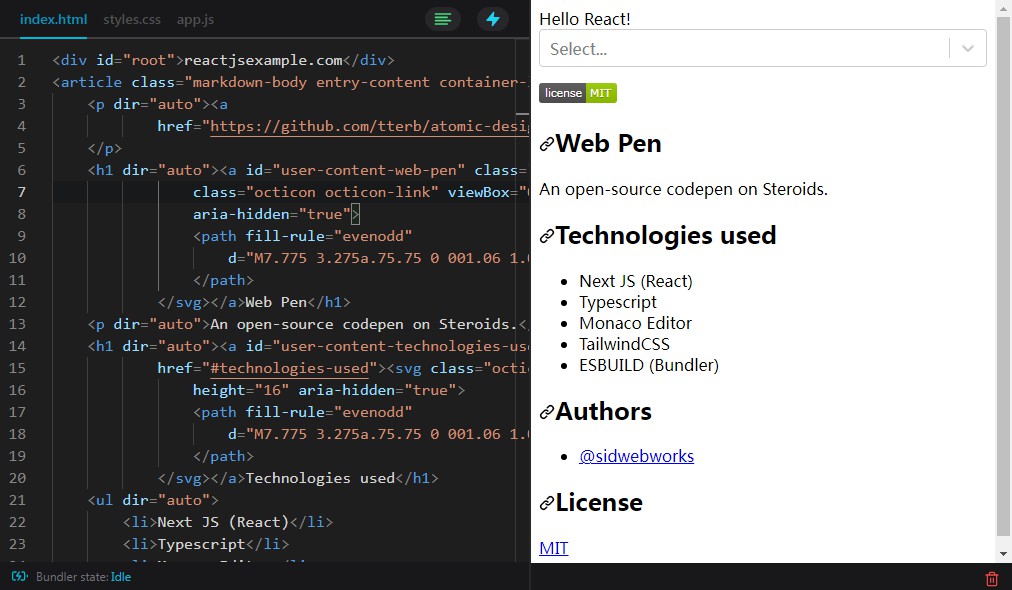 An Open Source Codepen On Steroids Built With React