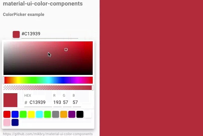 Preview Of Material UI color Picker Port To Mui V5