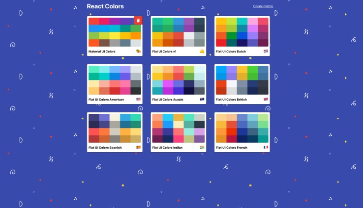 Create a "make-your-own" color palette app using React framework