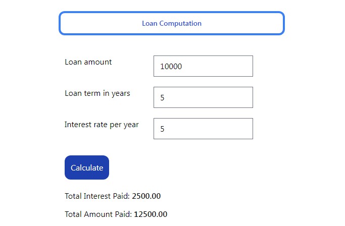 simple loan calculator