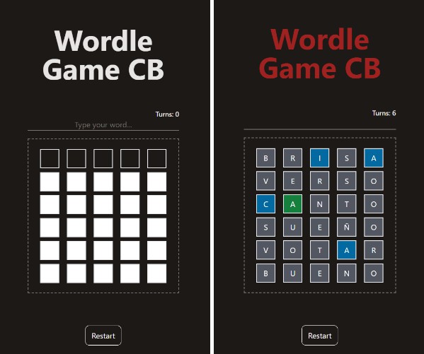 WordleGameCB A Wordle word game developed with React And Tailwinds CSS