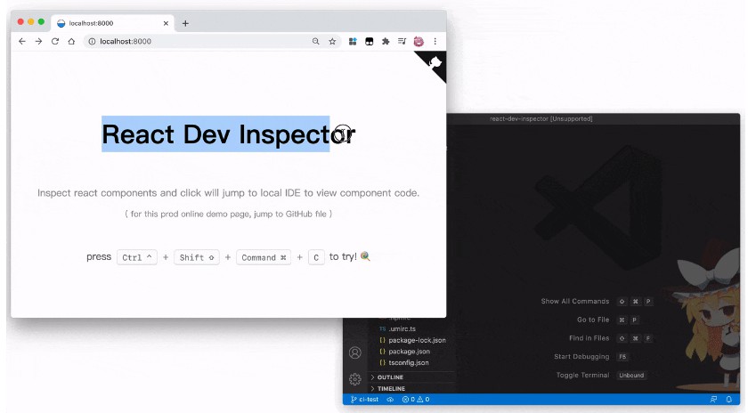 Jump to local IDE code directly from browser React component by just a simple click