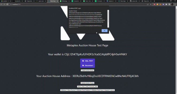 Solana Metaplex AuctionHouse React APP based on CLI code