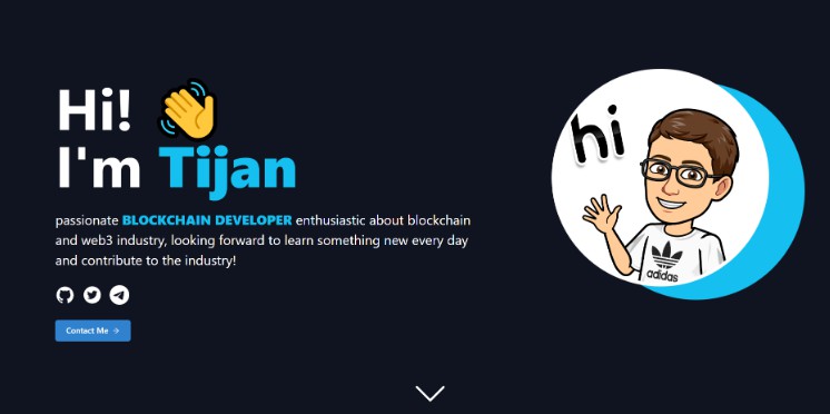 A React portfolio Page for blockchain Developer