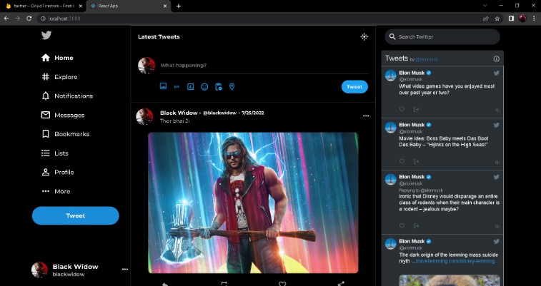 Twitter Clone Using React-Js and Firebase