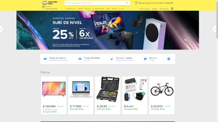 MercadoLibre UI Clone Built with React and Tailwind CSS
