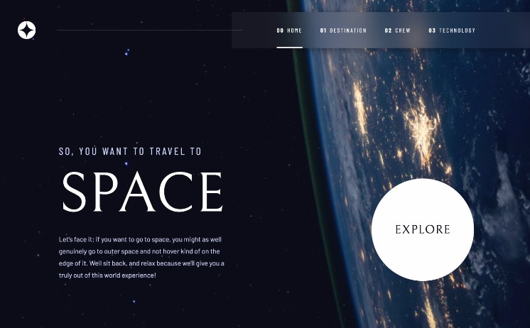 A solution to the Space tourism website challenge