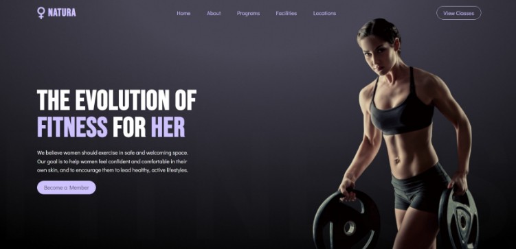 A modern website for a women-only gym, that is fully responsive and was  built with React