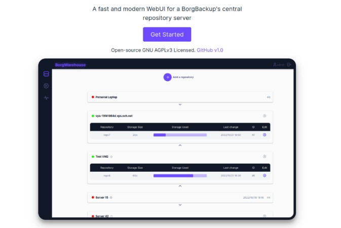 A fast and modern WebUI for a BorgBackup's central repository server