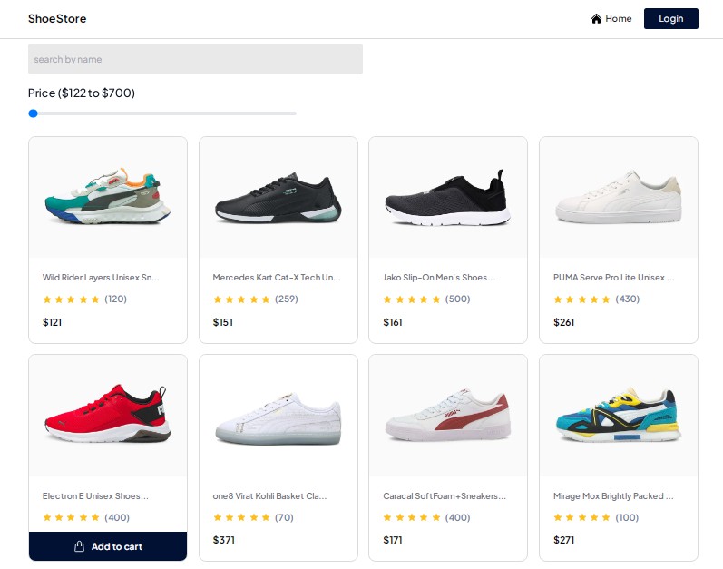 Shoe Store Ecommerce Application built using Next.js and Tailwind CSS