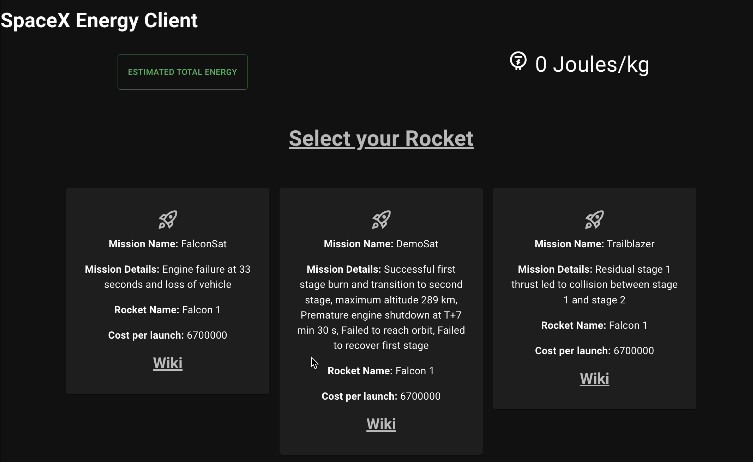 SpaceX Energy Consumption Calculator with React
