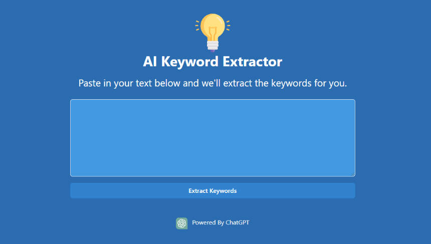 React app that uses AI to analyze text and extract the best keywords