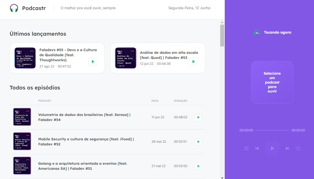 A platform built for podcast broadcasting, built using React