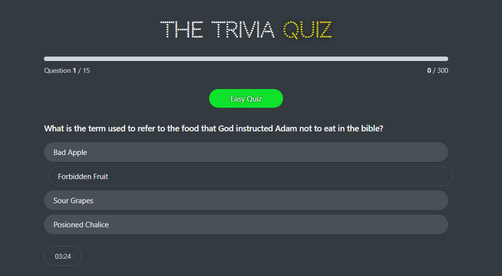 The Trivia Quiz App built with React