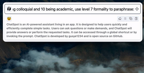 A Spotlight-like app, Connect to the ChatGPT and talk to it at your finger-tips